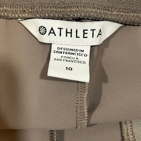 ATHLETA | Stellar Tight Legging Zip Ankle Skinny Pants Taupe Size 10 - Picture 4 of 9